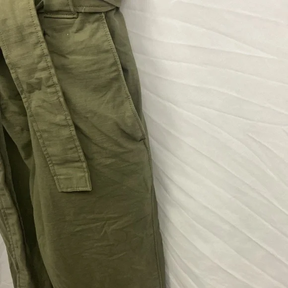 Everlane The Fatigue Utility Short Sleeve Linen Blend Jumpsuit Army Green Sz 00 - Picture 7 of 12